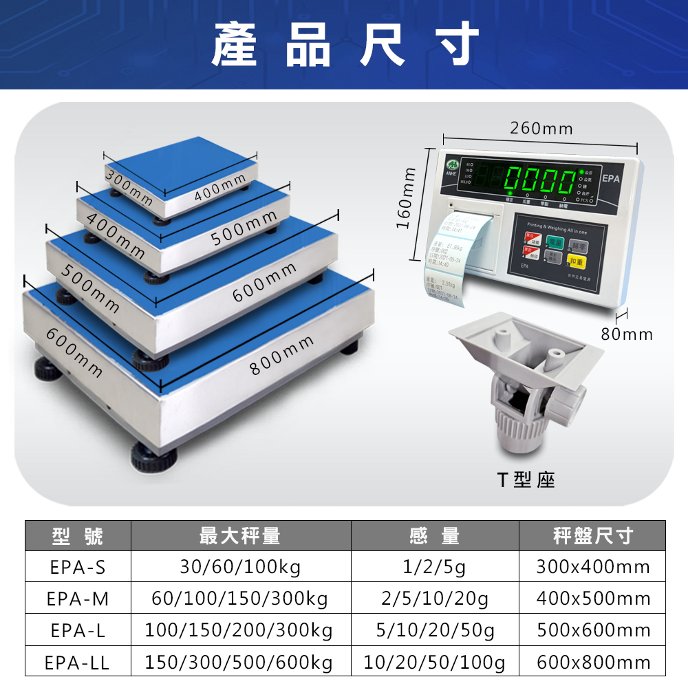EPA崁入式標籤機電子秤尺寸